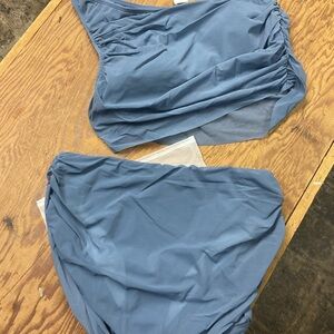 Cupshe Gray-Blue One-Shoulder Swimsuit